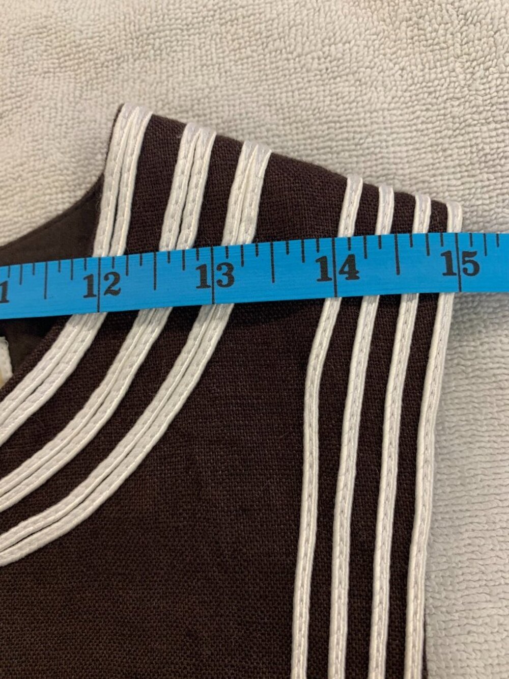 Michael Kors 100% Linen Sleeveless Dress Brown White Trim Lined Summer Size 12 - Picture 8 of 11